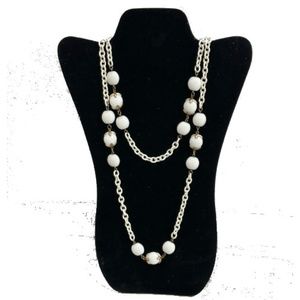 Vtg Trifari White Enamel Lucite Bead Waterfall Companion Necklace